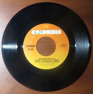45 RPM, Art Garfunkel, (What a) Wonderful World / Wooden Planes, Columbia, EX 海外 即決