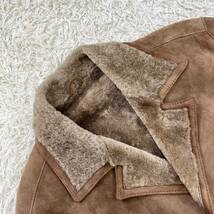 超極暖!!!シアリング『太陽の化身』SHEARLING リアルムートンコート M 羊革 ラムレザー 重厚感◎ ブルガリア製 ロング丈◎ ブラウン 秋冬_画像5