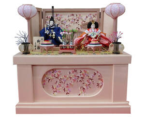 【開封品特価】ひな人形　収納飾り　親王飾り　かわいいピンクの台 ５５巾　人形のまち岩槻のメーカー品