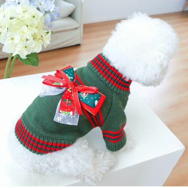 犬服 冬服 セーター ニット 小型犬　クリスマスコスプレ　クリスマス　S