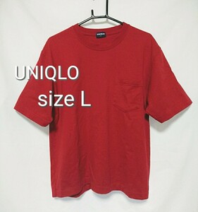 【送料込み】UNIQLO 半袖Tシャツ L 赤色 レッド 無地 クリスマス衣装にも 綿100% コットン 