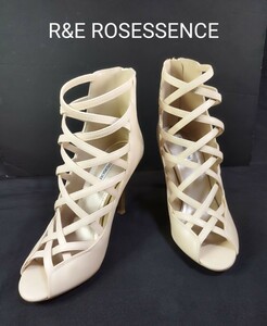 ★未使用 R&E ROSESSENCE レディース ハイヒール ピンヒール ショート ブーツ 正規品 23.5cm ブランド 靴 パンプス ローズエッセンス