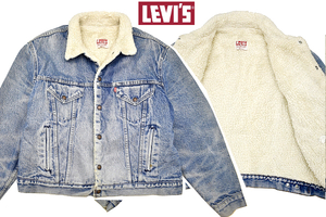 G-1054★Levi's リーバイス 70608 0216★90s アメリカ USA製 ヴィンテージ デニム トラッカージャケット 裏ボア G ジ-ジャン 46R 3L-4L