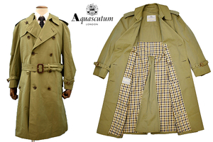 A-4472* free shipping *Aquascutum Aquascutum Aqua 5* Britain England made sphere insect khaki beige cotton trench coat M