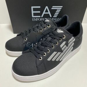 1円〜★新品★US9.5(約27.5㎝) ★EA7 EMPORIO ARMANI(エンポリオアルマーニ)/メンズ/レースアップシューズ/イーグルロゴ/ブラック×銀