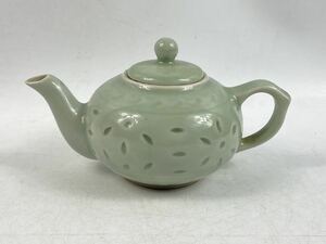 【福蔵】急須 茶器 中国龍泉 ほたる 透し 景徳鎮 中国 茶道具 高8.8cm