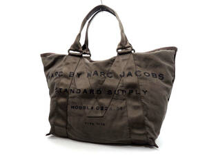 13828 美品 MARC BY MARC JACOBS マークジェイコブス STANDARD SUPPLY TYPE:TOTE ナイロン トートバッグ ラージ 大容量 かばん カーキ×茶