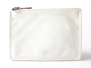 N12944 美品 Chloe Parfums クロエ ポーチ ノベルティ 非売品 ホワイト×ベージュ 白 PU 化粧ポーチ コスメポーチ 小物入れ 