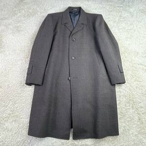 美品【大人の品格】上質 ロング ウールコート ステンカラー FMANN エフマン 毛100% 秋冬 メンズ B体 94cm ブラウン COMBEED Rstore311134