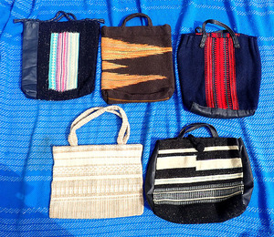 USED【オリジナル織物のハンドメイドバッグ 5点まとめて】トートバッグ 民族系 手織物 織り機 作家物 レディースバッグ