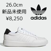 26.0cm 新品未使用 adidas NOVACOURT M アディダス ノバコート ノヴァコート メンズ スニーカー カジュアル 白 ホワイト 黒 ブラック 26cm_画像1