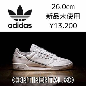 13,200円! 26.0cm 新品 adidas originals CONTINENTAL 80 アディダスオリジナルス コンチネンタル 天然皮革 プレミアムレザー 白 ホワイト