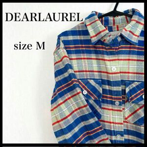 美品 DEARLAUREL アウター チェックシャツ メンズＭ 男女兼用 シャツ 長袖シャツ ネルシャツ フランネルシャツ ボタン