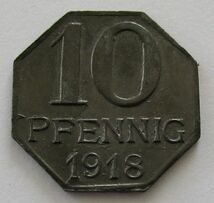 ドイツ マウルブロン 10ペニヒ 1918年 鉄貨 硬貨 ノートゲルト_画像2