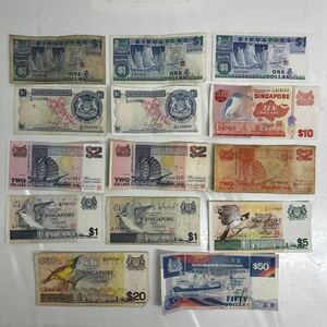1103S2 まとめ★シンガポール紙幣 1ドル 2ドル 5ドル 20ドル 50ドル ＄1 ＄2 ＄5 ＄20 ＄50 総額98ドル 旧紙幣 シンガポール お札 外国貨幣