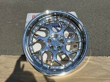 新品！Aodhan DS01 18x9.5+35 5穴 PCD100 Vacuum Chrome w/ Gold Rivets クロームメッキ Concave USDM Hellaflush_画像3