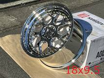 新品！Aodhan DS01 18x9.5+35 5穴 PCD100 Vacuum Chrome w/ Gold Rivets クロームメッキ Concave USDM Hellaflush_画像4