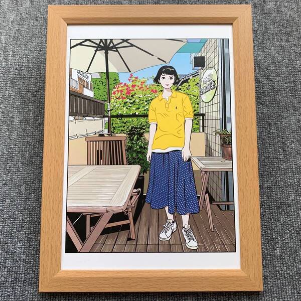 ■江口寿史『ラルフローレン イラスト A』B5サイズ 額入り 貴重イラスト 印刷物 ポスター風デザイン 額装品 アートフレーム インテリア