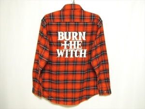 【J312】送料無料★美品★BURN THE WITCH バーン・ザ・ウィッチ チェックシャツ 長袖ネルシャツ Mサイズ バックロゴプリント 公式グッズ