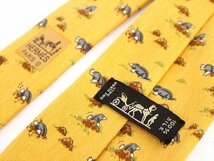 良品☆HERMES【エルメス】3本セット シルクネクタイ☆黒金系☆青系☆黄色系☆動物柄☆メンズ☆ロゴ☆スーツ☆フォーマル☆_画像7