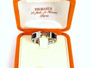 良品☆HERMES【エルメス】クリックH リング☆24号☆黒×シルバー金具☆メンズ☆ロゴ☆ケース付