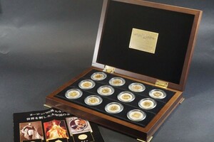 (943)収集家旧蔵品 ヨーロッパ列強の本物の金貨全12種 フランクリン・ミント認定書箱付 ドイツフランスオランダイギリスソブリン金貨ロシア