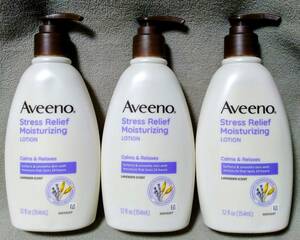 ■送料無料■3個組 アビーノ 354ml ストレスリリーフ モイスチャライジングローション Aveeno Stress Relief Moisturizing