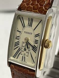 【15】1円〜【稼働品】TISSOT ティソ スモセコ クォーツ A222 純正ベルト ベージュ レディース 時計のみ同梱可能