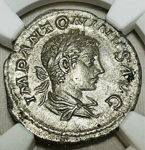 【古代ローマ帝国 デナリウス銀貨 皇帝エラガバルス 】AD218-222 NGC Ancient AU Elagabalus アンティークコイン