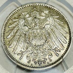 【美品 1902 ドイツ帝国 １マルク銀貨】 PCGS MS64 ヴィルヘルム二世 ベルリン造幣局 国章 皇帝鷲 アンティーク