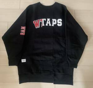 【超美品人気完売モデル】WTAPS 切り替えスウェット 黒 2 M ダブルタップス スウェット トレーナー カレッジプリント クロスボーン TET