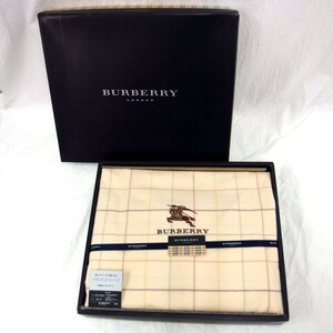 【未使用】BURBERRY LONDON ソフトコットンシーツ 140x240cm ダブル用 綿100% BB0130/VLB3553016 日本製/80サイズ