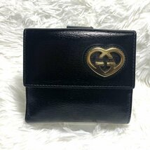 【美品！】GUCCI グッチ　二つ折り財布　ラブリーハート　ダブルホック　黒_画像9