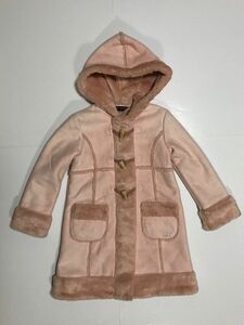 美品 pom ponette ダッフルコート フェイクムートン ムートン 130 子供服 キッズ コート ポンポネット 薄 ピンク