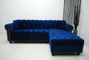  great special price outlet exhibition goods L type luxury sofa free shipping bell bed style blue b Luce Star field style velour style 