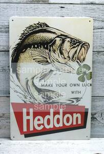 ブリキ看板　Heddon へドン　フィッシング　魚　ルアー