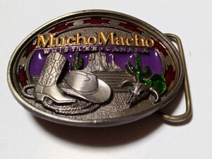 バックル　MuchoMacho/非常にたくましい男　179.7g　 8×6.3cm　 ベルト幅45mm対応　USA