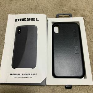 511t1911☆ DIESEL iPhoneX/Xs ケース プレミアム レザー 本革 牛革 フルラップ FW20 （ディーゼル iPhone X/Xs, ブラック）