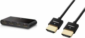 511p2612☆ 【HDMIケーブル切替器セット】エレコム HDMI ケーブル スーパースリム 1m ハイスピードDH-HD14SS10BK & エレコム HDMI切替器