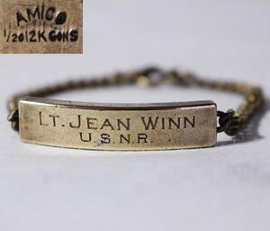 【送料無料】40s WW2 WWII 大戦 ビンテージ ARMY スターリンング シルバー 12K Gold ID ブレスレット ブレス USNR アメリカ海軍
