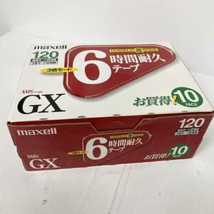 送料無料h53683 maxell ビデオカセットテープ VHS T-120 GX 6時間耐久テープ 日立マクセル T-120GXS.10P 長期保管未使用未開封品