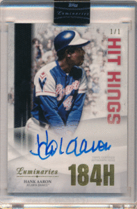 Hank Aaron MLB 2019 Topps Luminaries Hit Kings Black Signature Auto 1/1 世界1限定 1of1 直筆サイン オート ハンク・アーロン 2021年没