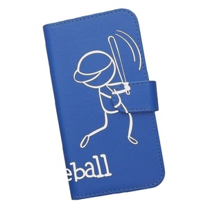 iPhone7 plus/iPhone8 plus　スマホケース 手帳型 野球 スポーツ モノトーン ベースボール 棒人間 ブルー