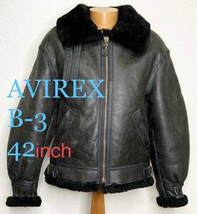 良品【42】AVIREX B-3 黒 米国製 トップガン☆アヴィレックス フライトジャケット gpz900r TOPGUN アビレックス　