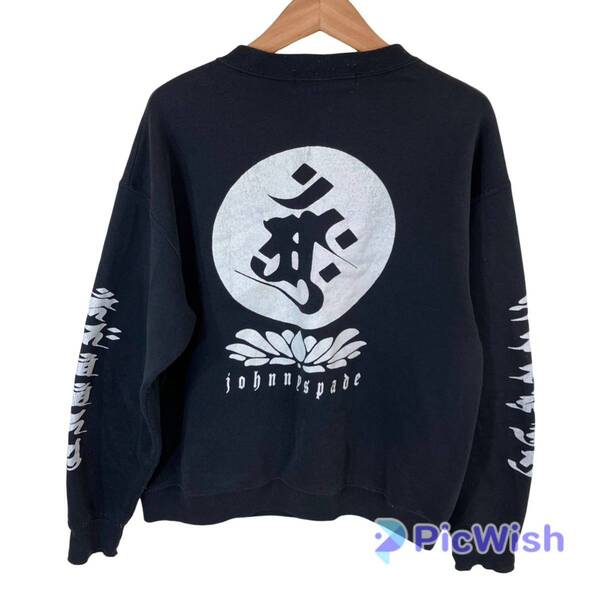 希少デザイン!JOHNNY SPADE ジョニースペード men's メンズ 梵字 和柄 トレーナー スウェット ブラック size:M