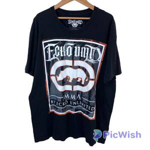 90s ecko unltd エコー　tシャツ ヒップホップ　B系 ヤンチャ　デカロゴ　ビッグロゴ　オーバーサイズ　ビッグサイズ　ヴィンテージ　3L