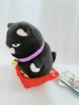 ひげまんじゅう 招き猫 ねこ ネコ ぬいぐるみ 黒豆 タグ付き新品 全長約13ｃｍ_画像2