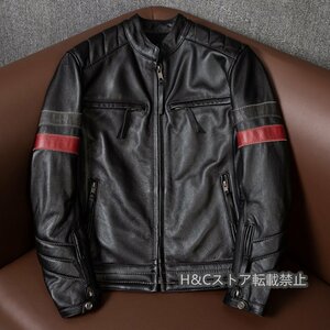 レザージャケット メンズ ハレージャケット　バイクジャケット　秋冬　ライダース 高級牛革　本革革ジャン S～5XL　黒