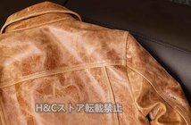 新品アメカジ レザージャケット 上品 本革 牛革 高級 ライダースジャケット 革ジャン Ｓ～4XL 秋冬 ブラウン系_画像9