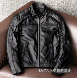 ハレーバイクレザージャケット 上品　本革 高級　牛革　ライダースジャケット 革ジャン Ｓ～5XL　黒